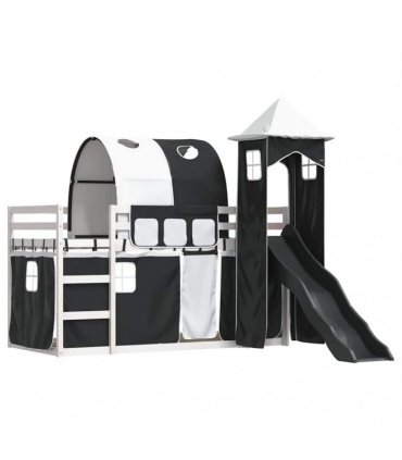 vidaXL Bunk Bed without Mattress with Slide White and Black 90x200 cm