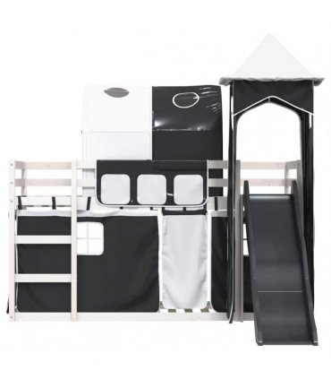 vidaXL Bunk Bed without Mattress with Slide White and Black 90x200 cm