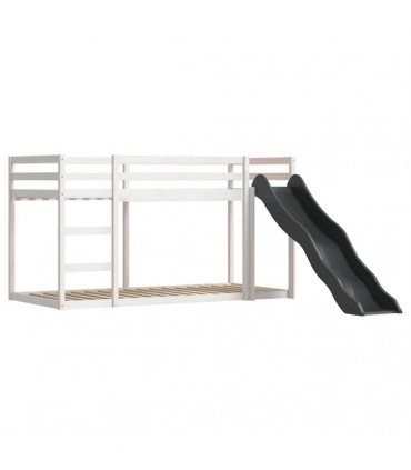 vidaXL Bunk Bed without Mattress with Slide and Curtains Blue 90x200cm