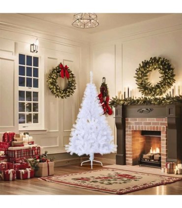 vidaXL Artificial Half Christmas Tree with Stand White 150 cm PVC