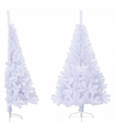 vidaXL Artificial Half Christmas Tree with Stand White 150 cm PVC