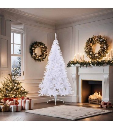 vidaXL Artificial Half Christmas Tree with Stand White 180 cm PVC