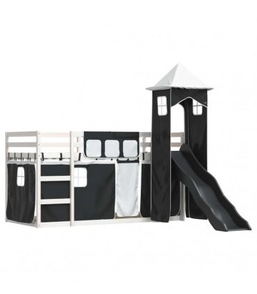 vidaXL Bunk Bed without Mattress with Slide White and Black 90x200 cm