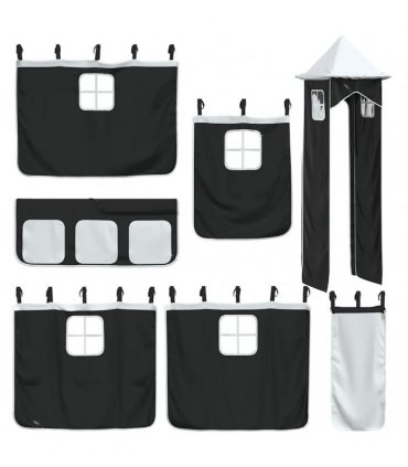 vidaXL Bunk Bed without Mattress with Slide White and Black 90x200 cm