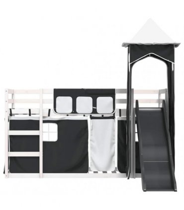 vidaXL Bunk Bed without Mattress with Slide White and Black 90x200 cm