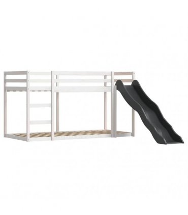 vidaXL Bunk Bed without Mattress with Slide White and Black 90x200 cm