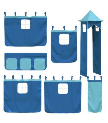 vidaXL Bunk Bed without Mattress with Slide and Curtains Blue 90x200cm