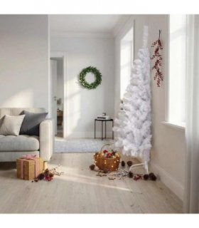 vidaXL Artificial Half Christmas Tree with Stand White 210 cm PVC