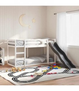 vidaXL Bunk Bed with Slide&Ladder without Mattress White 90x200 cm
