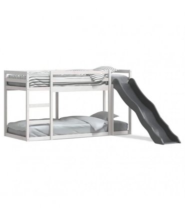 vidaXL Bunk Bed with Slide&Ladder without Mattress White 90x200 cm
