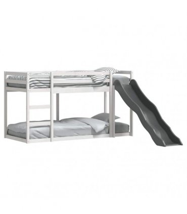 vidaXL Bunk Bed with Slide&Ladder without Mattress White 90x200 cm