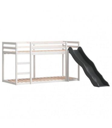 vidaXL Bunk Bed with Slide&Ladder without Mattress White 90x200 cm