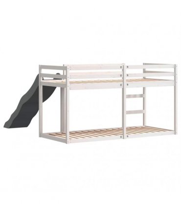 vidaXL Bunk Bed with Slide&Ladder without Mattress White 90x200 cm