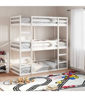 vidaXL Triple Bunk Bed without Mattress White 90x190cm Solid Wood Pine