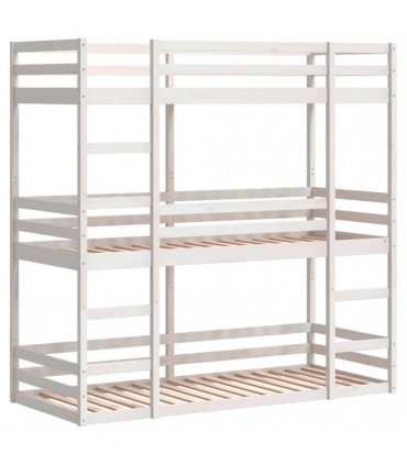 vidaXL Triple Bunk Bed without Mattress White 90x190cm Solid Wood Pine