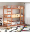 vidaXL Triple Bunk Bed without Mattress Wax Brown 90x190 cm