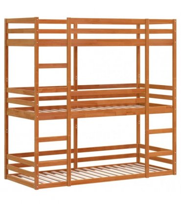 vidaXL Triple Bunk Bed without Mattress Wax Brown 90x190 cm