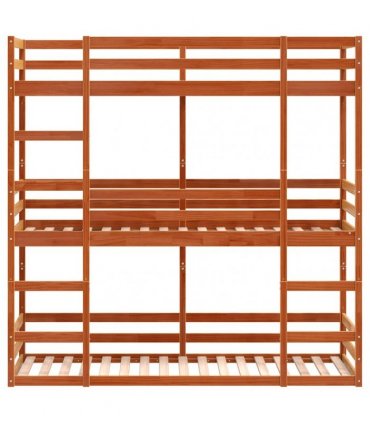vidaXL Triple Bunk Bed without Mattress Wax Brown 90x190 cm