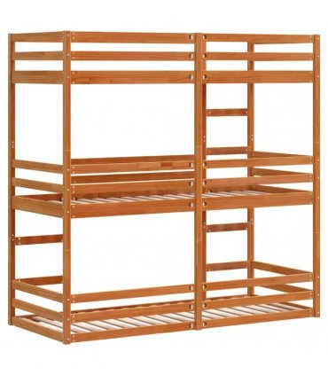 vidaXL Triple Bunk Bed without Mattress Wax Brown 90x190 cm