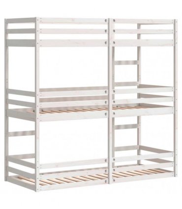vidaXL Triple Bunk Bed without Mattress White 75x190cm Solid Wood Pine