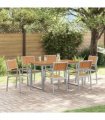 vidaXL Garden Dining Set 7 pcs Grey Solid Acacia Wood