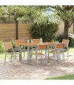 vidaXL Garden Dining Set 7 pcs Grey Solid Acacia Wood