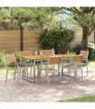 vidaXL Garden Dining Set 7 pcs Grey Solid Acacia Wood