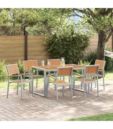 vidaXL Garden Dining Set 7 pcs Grey Solid Acacia Wood