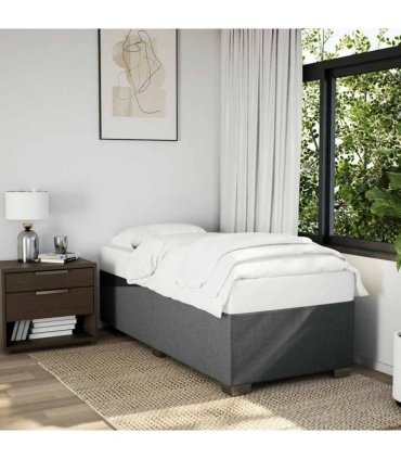 vidaXL Bed Frame without Mattress Dark Grey Single Fabric