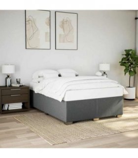vidaXL Bed Frame without Mattress Dark Grey Double Fabric