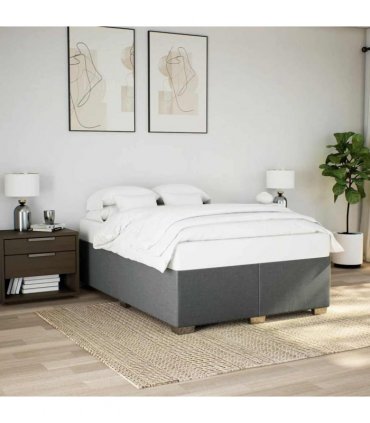 vidaXL Bed Frame without Mattress Dark Grey Double Fabric