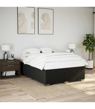 vidaXL Bed Frame without Mattress Black Double Fabric