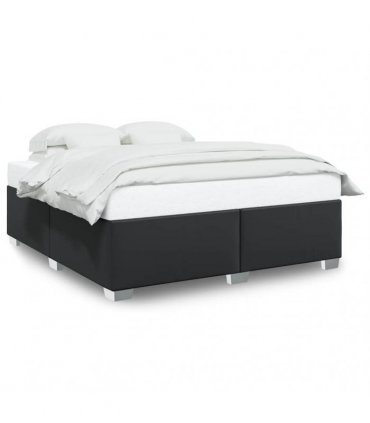 vidaXL Bed Frame without Mattress Black Super King Faux Leather