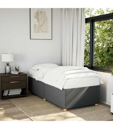 vidaXL Bed Frame without Mattress Dark Grey Single Fabric