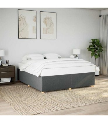 vidaXL Bed Frame without Mattress Dark Grey Super King Fabric