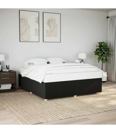 vidaXL Bed Frame without Mattress Black Super King Fabric