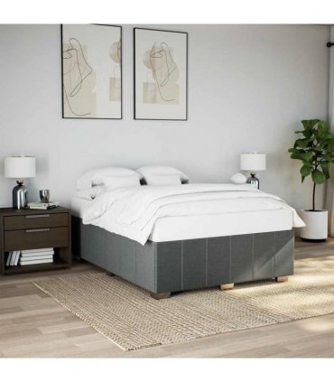 vidaXL Bed Frame without Mattress Dark Grey Double Fabric