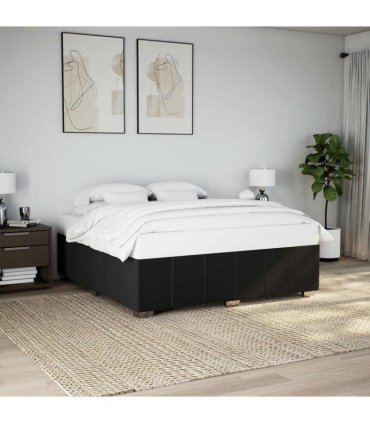 vidaXL Bed Frame without Mattress Black Super King Fabric