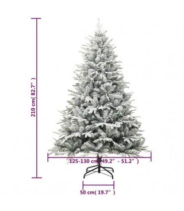 vidaXL Artificial Christmas Tree with Flocked Snow Green 210 cm PVC&PE