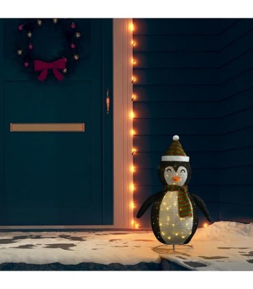 vidaXL Decorative Christmas Snow Penguin Figure LED Luxury Fabric 60cm