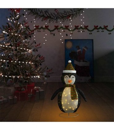 vidaXL Decorative Christmas Snow Penguin Figure LED Luxury Fabric 60cm