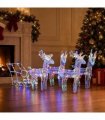 vidaXL Reindeers & Sleigh Christmas Decoration 280x28x55 cm Acrylic