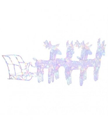 vidaXL Reindeers & Sleigh Christmas Decoration 280x28x55 cm Acrylic