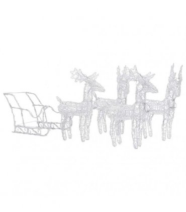 vidaXL Reindeers & Sleigh Christmas Decoration 280x28x55 cm Acrylic