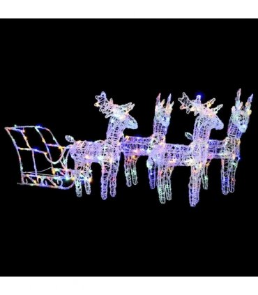 vidaXL Reindeers & Sleigh Christmas Decoration 280x28x55 cm Acrylic