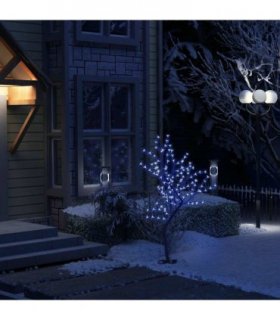 vidaXL Christmas Tree 128 LEDs Blue Light Cherry Blossom 120 cm