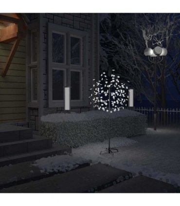 vidaXL Christmas Tree 120 LEDs Cold White Light Cherry Blossom 150 cm