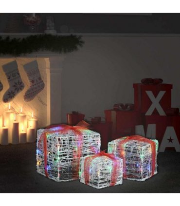 vidaXL Decorative Acrylic Christmas Gift Boxes 3 pcs Colourful
