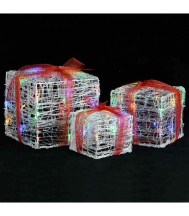 vidaXL Decorative Acrylic Christmas Gift Boxes 3 pcs Colourful