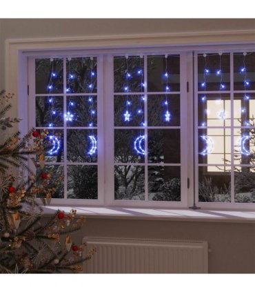 vidaXL Star and Moon Fairy Lights Remote Control 138 LED Blue